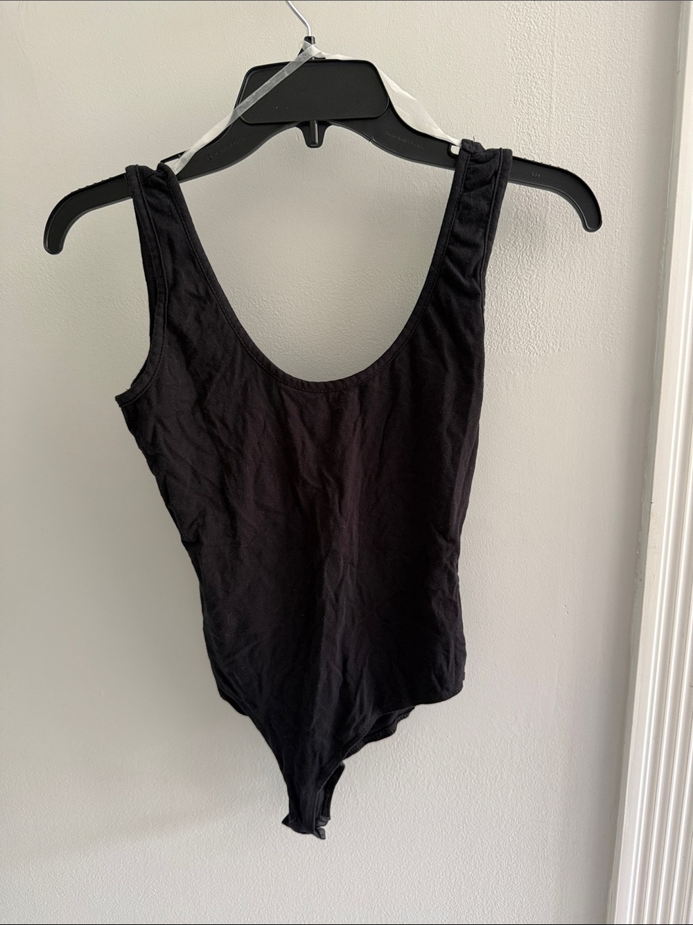 Charlotte Russe Black Scoop Neck Stretch Bodysuit with Wide Straps